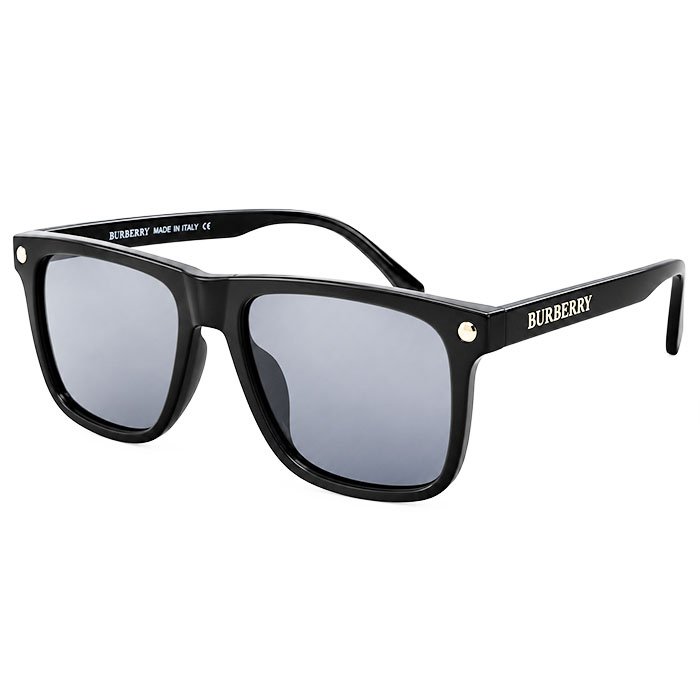 Burberry Black Square Sunglasses with Grey Lenses