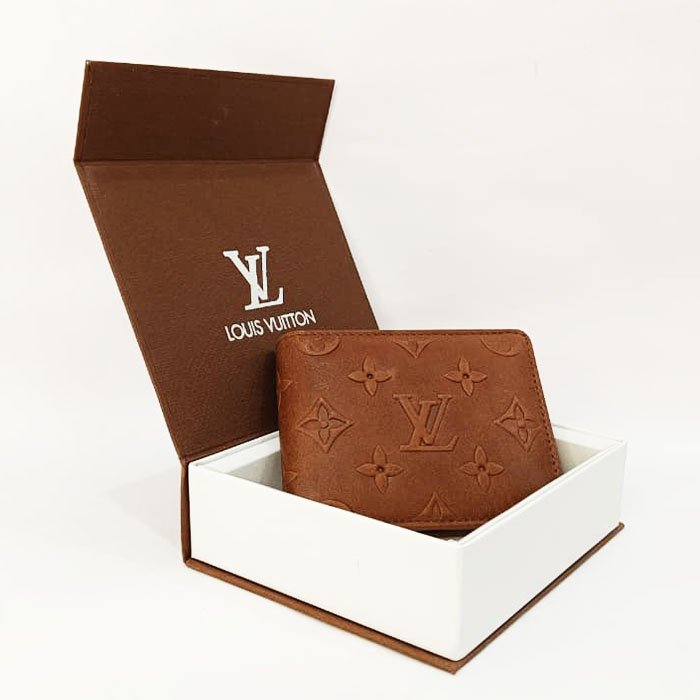 Brown Embossed Monogram Bi-Fold Wallet