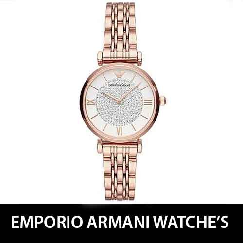 Emporio Armani Women Two Hand Rose Gold Tone Steel Watch