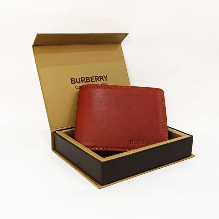 Burberry Men Classic Leather Bi-Fold Wallet – Brown, with Gift Box