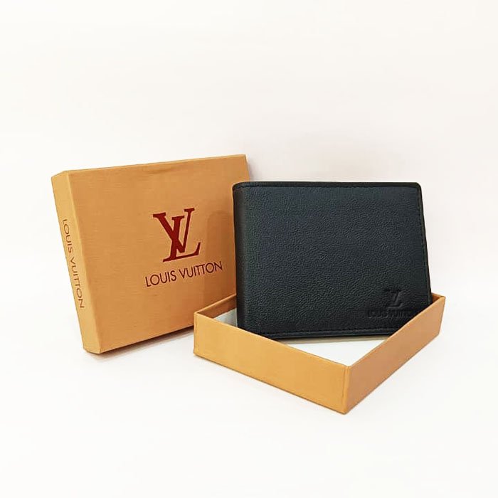 Louis Vuitton Men Black Leather Bifold Wallet